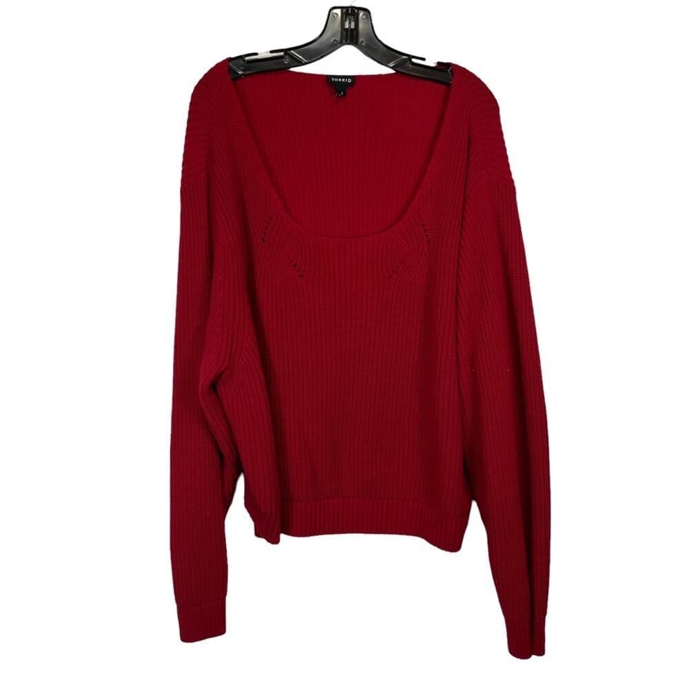 Torrid Long Sleeved Cropped Sweater In Jester Red Plus Size Woman's 4XL
